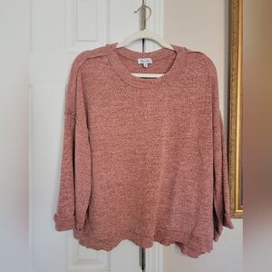 Petal Dew Dusty Rose Crew Neck Sweater